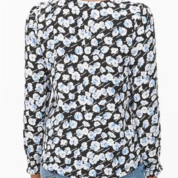 JCrew Factory Top w/smocked sleeves and covered buttons-SZ 4 - Picture 3 of 12